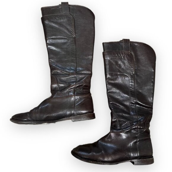 Frye Paige Tall Leather Riding Boots Chocolate Brown Women’s Size 8.5 - Picture 1 of 14